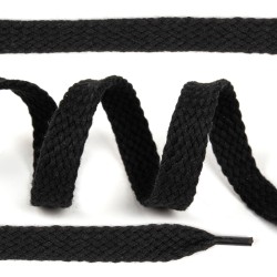 Шнурки плоские 15мм х/б дл.150см цв.032 чёрный (10 комп)