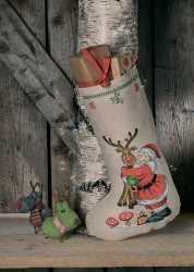 Набор для вышивания PERMIN арт.41-0231 Сапожок для подарков Санта и олень 29х44 см