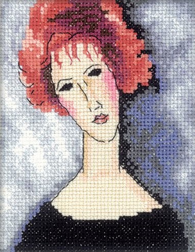 Набор для вышивания РТО арт.EH335 Девушка с рыжими волосами 10х13 см