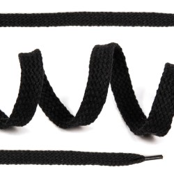 Шнурки плоские 12мм х/б дл.150см цв.032 чёрный (10 комп)
