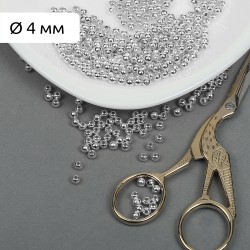 Бусины MAGIC 4 HOBBY круглые 4мм цв.серебро уп.50г