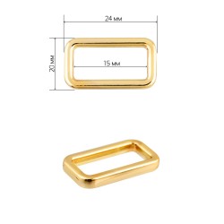 Рамка металл прямоугольная TBY-051501 24х20мм (внутр. 15мм) цв. золото уп. 10шт