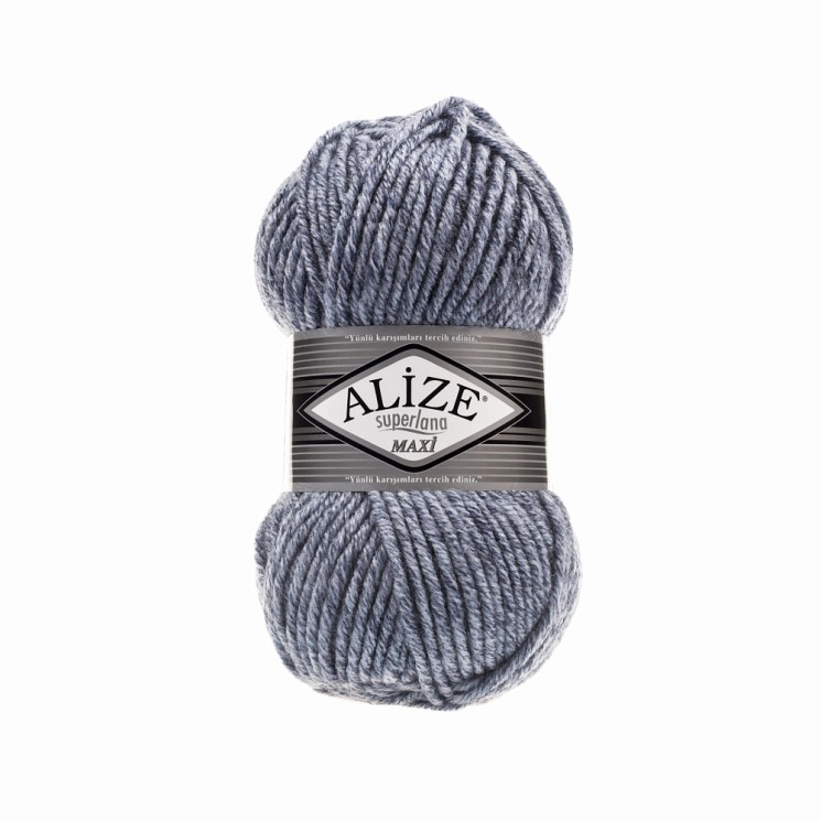 Пряжа для вязания Ализе Superlana maxi (25% шерсть, 75% акрил) 5х100г/100м цв.806 синий жаспе