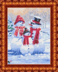 Рисунок на ткани КАРОЛИНКА арт. КБЛ-4026 Семья снеговиков 18,6х24,5 см