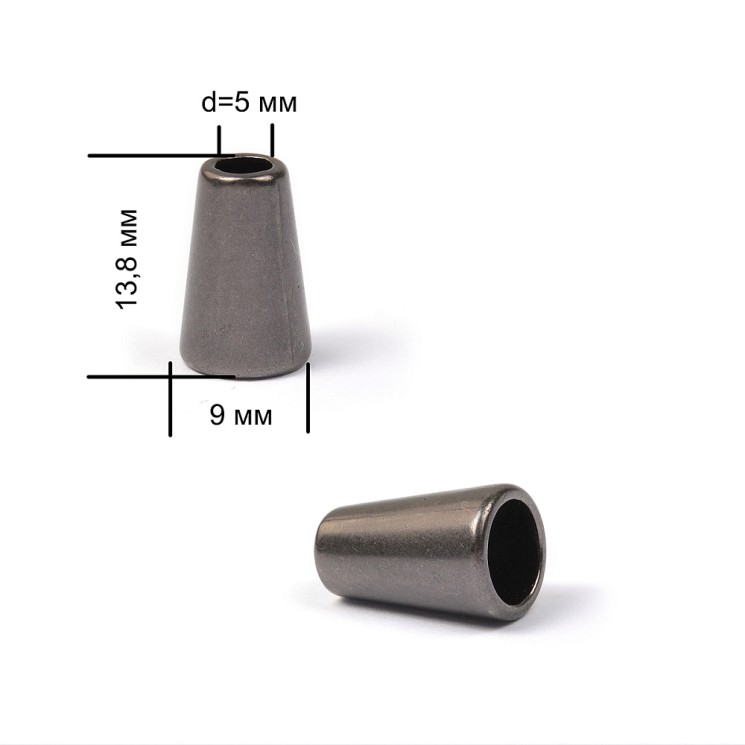 Наконечник для шнура металл TBY OR.0305-5331 (13.8х9мм, отв.5мм) цв. мат.черный никель уп. 100шт