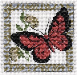 Набор для вышивания KLART арт. 5-057 Бабочка бордовая 10х9 см