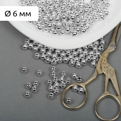 Бусины MAGIC 4 HOBBY круглые 6мм цв.серебро уп.50г