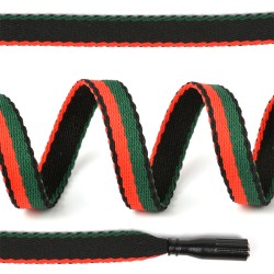 Шнурки TBY плоские 10мм арт.SLF026 длина 130 см цв.красный/зеленый/черный уп.10шт