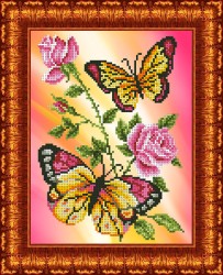 Рисунок на ткани КАРОЛИНКА арт. КББ-4006 Бабочки и розы 18х24,4 см