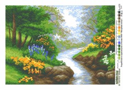 Рисунок на канве МАТРЕНИН ПОСАД арт.37х49 - 0620 Ручей в лесу упак (1 шт)