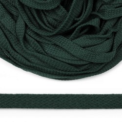 Шнур плоский х/б 15мм турецкое плетение TW цв.019 т.зеленый уп.50м