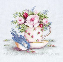 Набор для вышивания LUCA-S арт. B2324 Птичка и чашка чая 27,5х23,5 см