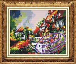 Набор "Колор Кит" мозаичная картина арт.КК.MO034 Фонтан у дома 40х50