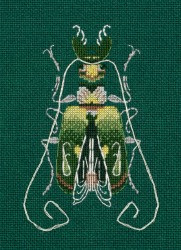 Набор для вышивания PANNA арт. J-7272 Фантазийные жуки. Изумруд и лимон 9х12,5 см