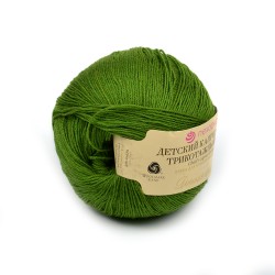Пряжа для вязания ПЕХ "Детский каприз трикотажный" (50% мериносовая шерсть, 50% фибра) 5х50г/400м цв.434 зеленый