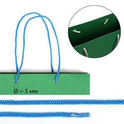 Шнурок для пакетов с крючком вязанный полипропилен пп5 d5мм L40см цв.07 синий (уп 100шт/50пар)