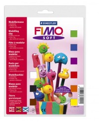 FIMO Soft основной комплект полимерной глины из 9 блоков по 25г лак, инструмент, основа арт.8023 10