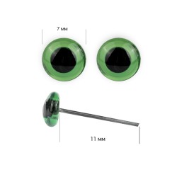 Глаза стеклянные 7мм TBY цв.зеленые уп.100шт