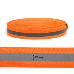 Лента светоотражающая, флуоресцентно оранжевая с серой полосой (резинка) TBY отр.R200-280 шир.40мм арт.SV.R40501 уп.50м
