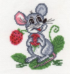 Набор для вышивания PANNA арт. D-0106 Мышка с земляникой 14х16 см