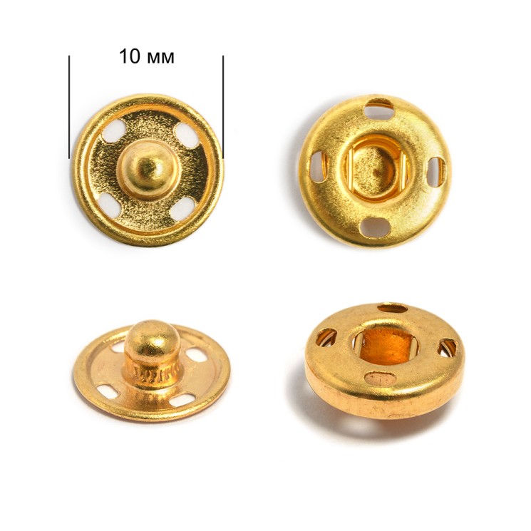 Кнопка пришивная латунь TBY-BJ056 10мм цв. золото уп. 100шт