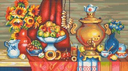 Рисунок на канве КОНЁК арт. 7821 У самовара 25х45 см
