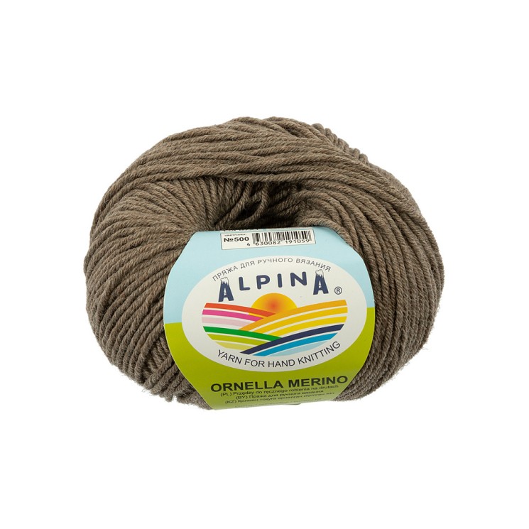 Пряжа ALPINA ORNELLA MERINO (100% мериносовая шерсть) 10х50г/125м цв.500 св.коричневый