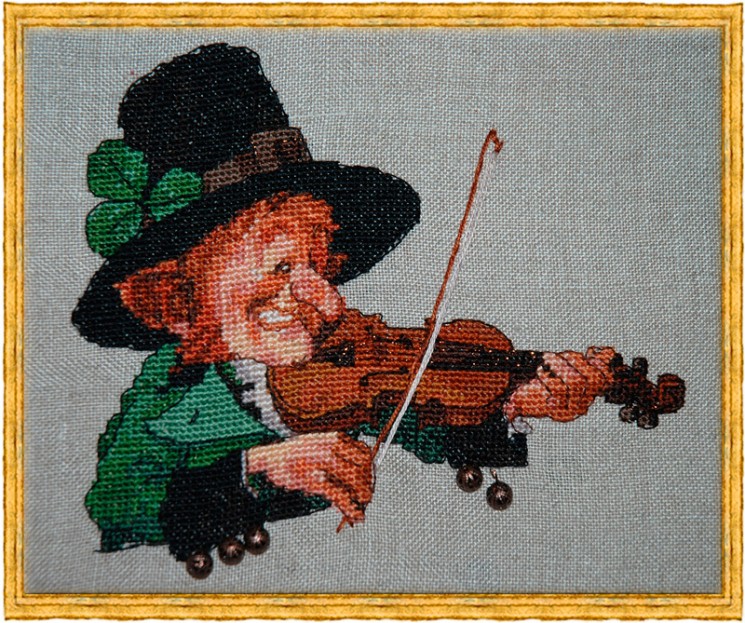 Набор для вышивания NIMUE арт.77-A079 K The Green Violin (Зелёный скрипач) 14х12 см