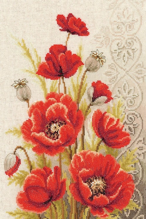 Картина мозаикой Molly арт.KM1066 Панно. Горный мак (25 цветов) 35х90 см