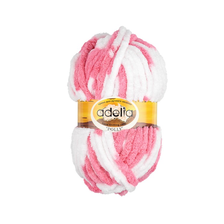 Пряжа ADELIA DOLLY (100% полиэстер) 5х100г/40м цв.16 бело-розовый