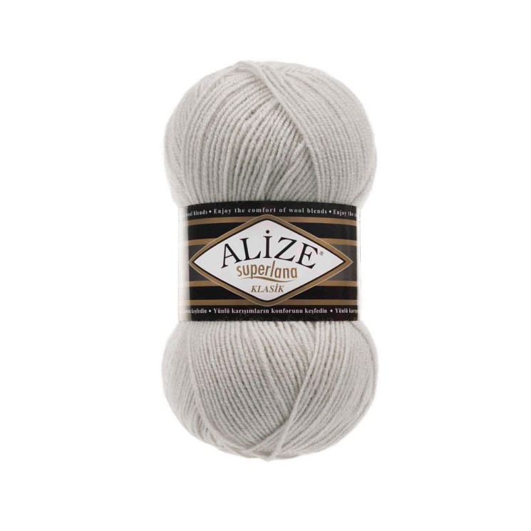 Пряжа для вязания Ализе Superlana klasik (25% шерсть, 75% акрил) 5х100г/280м цв.208 св. серый меланж