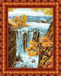 Набор для вышивки с нанесенным рисунком КАРОЛИНКА арт. КТКН-123(р) Водопад 30х42 см