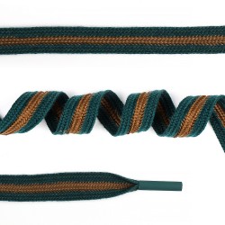 Шнурки TBY плоский 15мм арт.SLF053 длина 130 см цв.т. зеленый/ коричневый уп.10шт