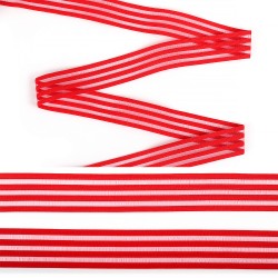 Резинка декоративная с прозрачными вставками Нейлон шир.030мм SD163 цв.красный уп.30м