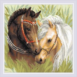 Набор "РИОЛИС" мозаичная картина арт.AM0039 Пара лошадей 40х40 см
