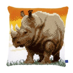 Набор для вышивания VERVACO арт.PN-0150197 Подушка Африканский носорог 40х40 см