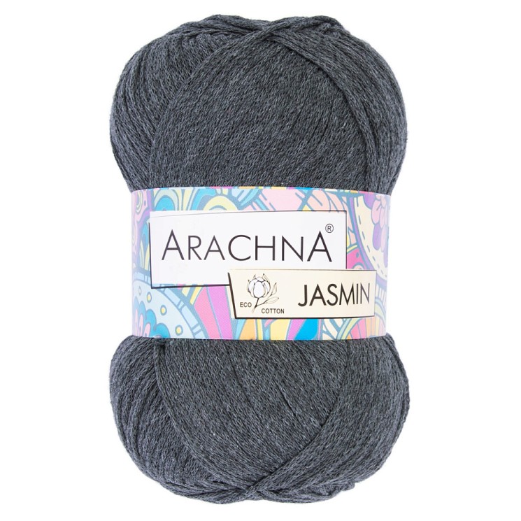 Пряжа ARACHNA JASMIN (80% хлопок, 20% полиэстер) 5х100г/250м цв.108 т.серый