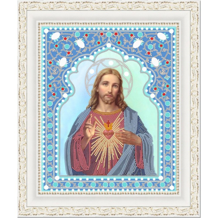 Рисунок на ткани (Бисер) КОНЁК арт. 7104 Святейшее Сердце Иисуса 20х25 см