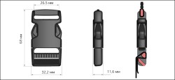 Фастекс 25мм FH25 цв.черный нагрузка 65 кг уп.100 шт