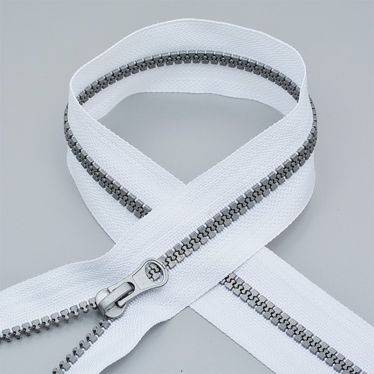 Молния MaxZipper трактор №5 серое звено, 45 см, цв.F101 белый 10 шт