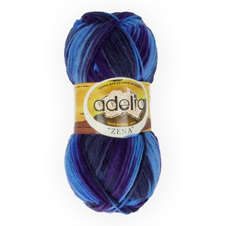 Пряжа ADELIA ZENA (100% акрил) 5х100г/308м цв.84 голубой,т.синий,т.сирень