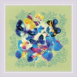 Набор для вышивания РИОЛИС арт.1958 Панно/подушка «Яркие бабочки» 40х40 см