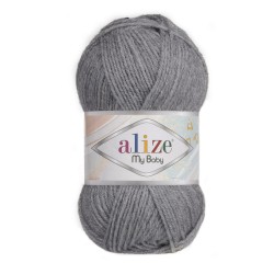 Пряжа для вязания Ализе My Baby (100% акрил) 5х50г/150м цв.196 угольно- серый меланж