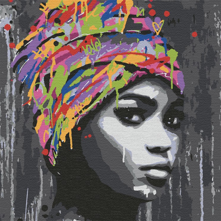 Картины по номерам Molly арт.KHM0031 Африканская девушка (14 цветов) 30х30 см