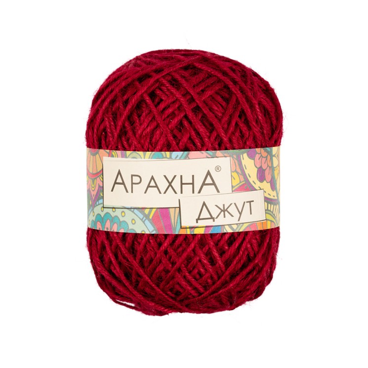 Пряжа ARACHNA Jute (100% джут) 5х100г/90м цв. 015 красный