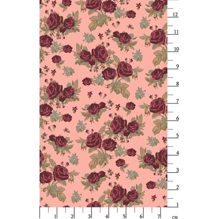 Ткань для пэчворка PEPPY Викторианские Розы 146 г/м  100% хлопок цв.ВР-19 розовый уп.50х55 см