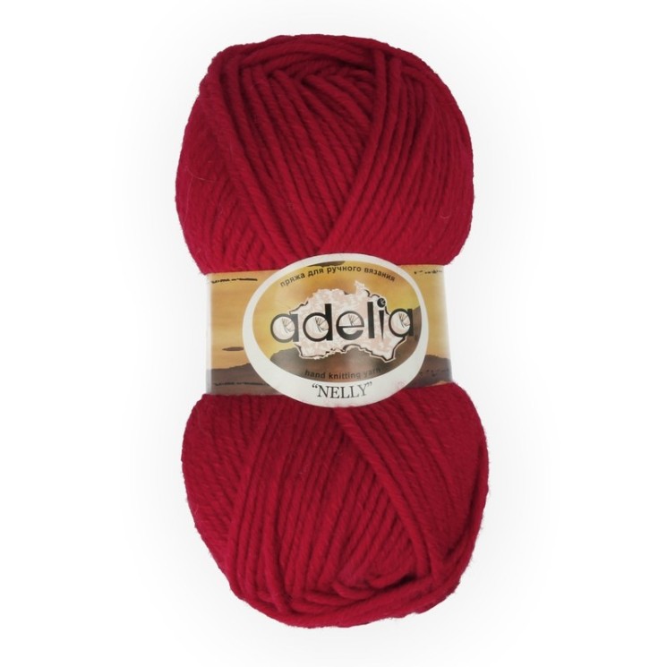 Пряжа ADELIA NELLY (70% шерсть, 30% акрил) 5х100г/100м цв.17 т.красный