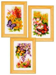 Набор для вышивания VERVACO арт.PN-0155954 из 3-х сюжетов Цветы и бабочки 8х12 см