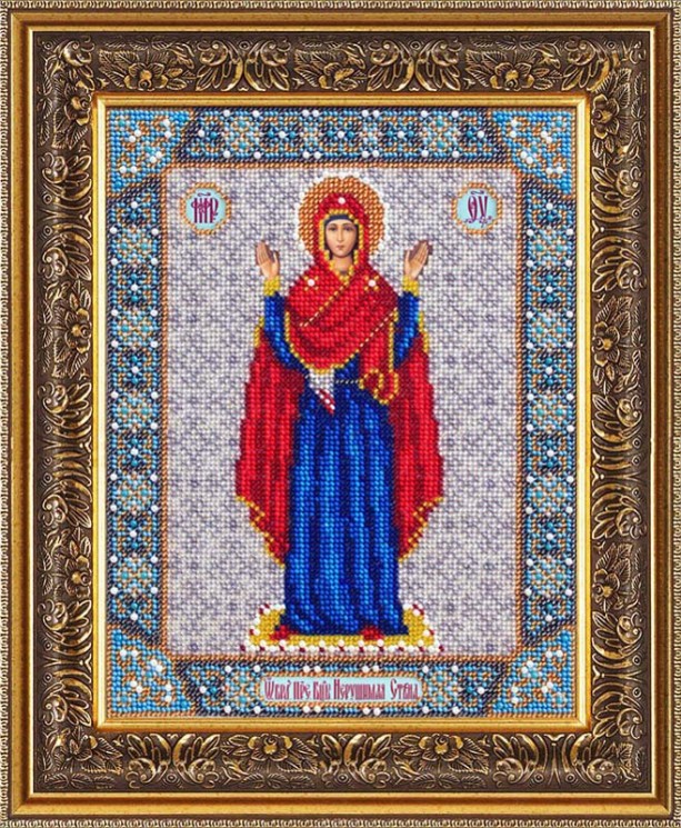 Набор для вышивания бисером ПАУТИНКА арт.Б-1028 Богородица Нерушимая стена 20х25 см