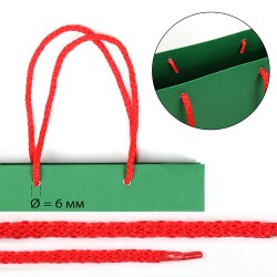 Шнурок для пакетов с крючком вязанный полипропилен пп6 d6мм L40см цв.18 красный (уп 100шт/50пар)